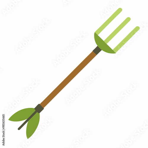 "Leaf Rake Vector Illustration on White Background - Garden Rake SVG Files for Cricut, Clipart & T-Shirt Graphics