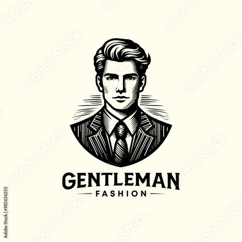 Gentleman fashion tailor clothes logo design. Professional smart businessman retro vintage vector logo.  male fashion logo illustration.  Gentleman logo