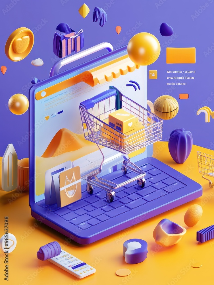 Obraz premium Comprehensive e-commerce SEO plan with clear steps and vibrant graphics, ultra-detailed and professional