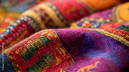 Colorful fabric with intricate patterns.