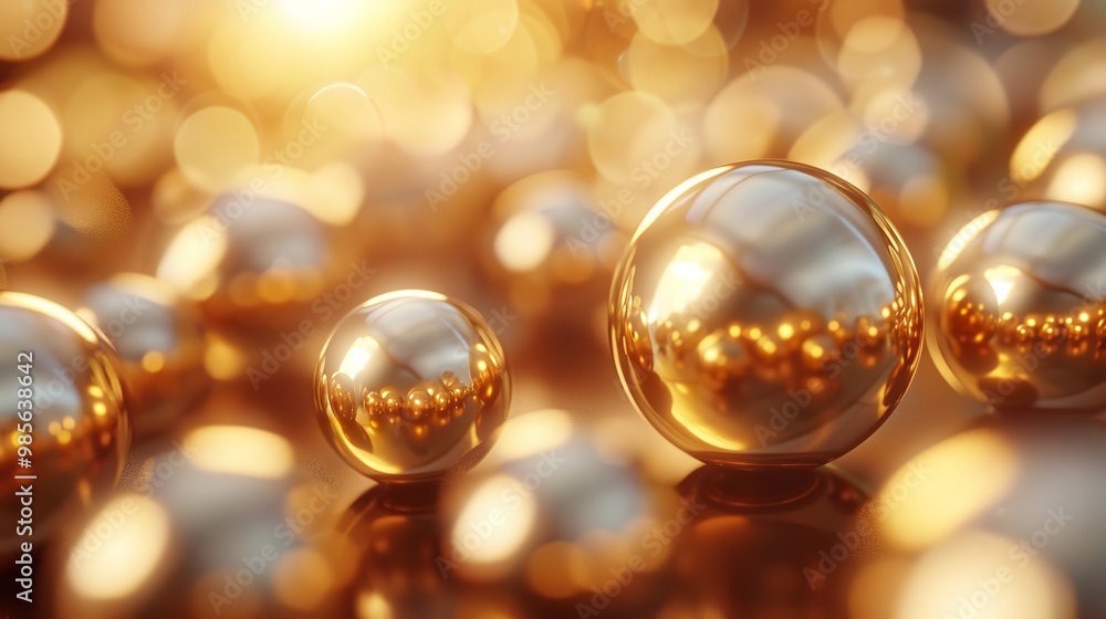 Shiny Colored Balls Abstract Background 3D Gold Metallic Shiny Colored Balls Abstract Background 3D Gold Metallic