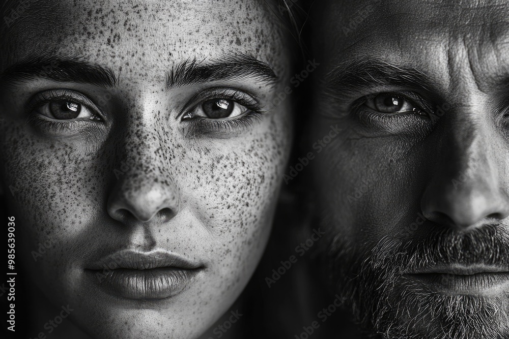 Diverse black and white portraits of people. Diverse black and white portraits of people.