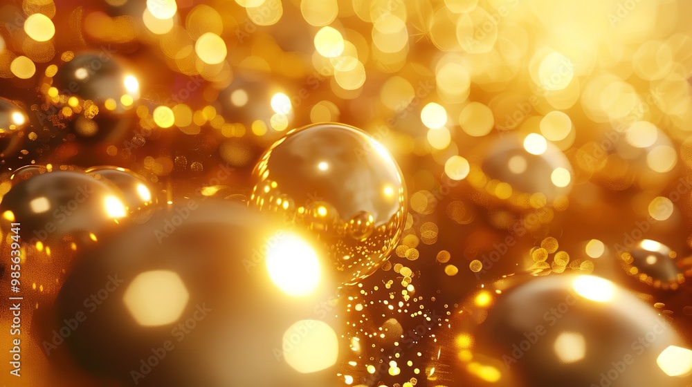 Shiny Colored Balls Abstract Background 3D Gold Metallic Shiny Colored Balls Abstract Background 3D Gold Metallic