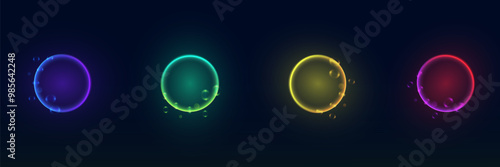 Wallpaper Mural Collection of neon glowing circles. Magic flare effect and futuristic modern neon glowing frames. Torontodigital.ca