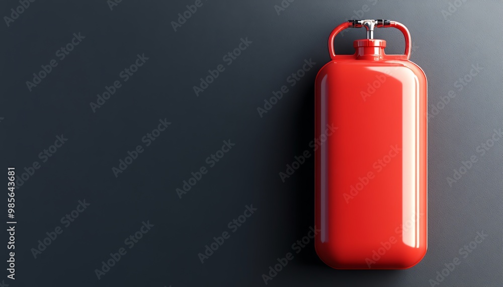 Red Propane Tank with Silver Valve on a Dark Background Red Propane Tank with Silver Valve on a Dark Background