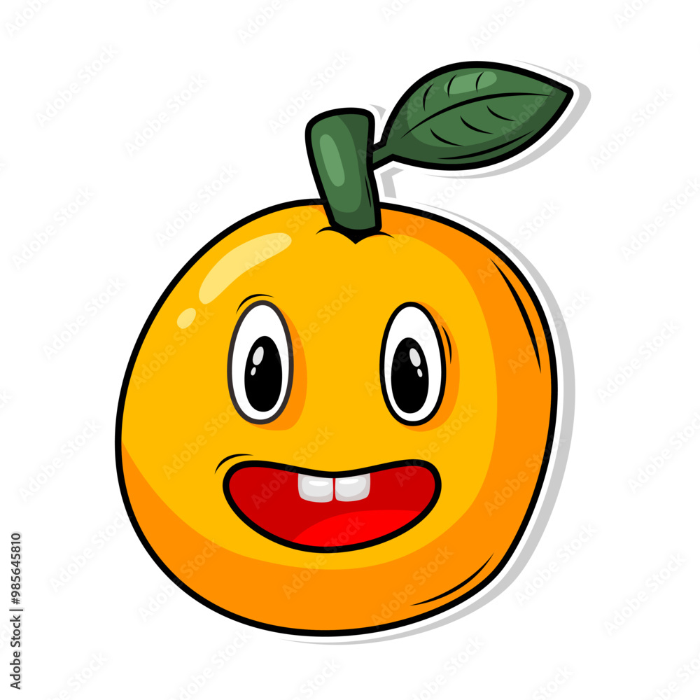 Obraz premium Funny doodle fruit cartoon with cute expression