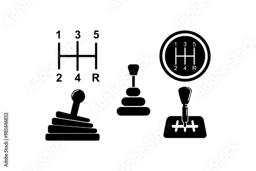 Manual transmission gear shift icons. Vector illustration design.