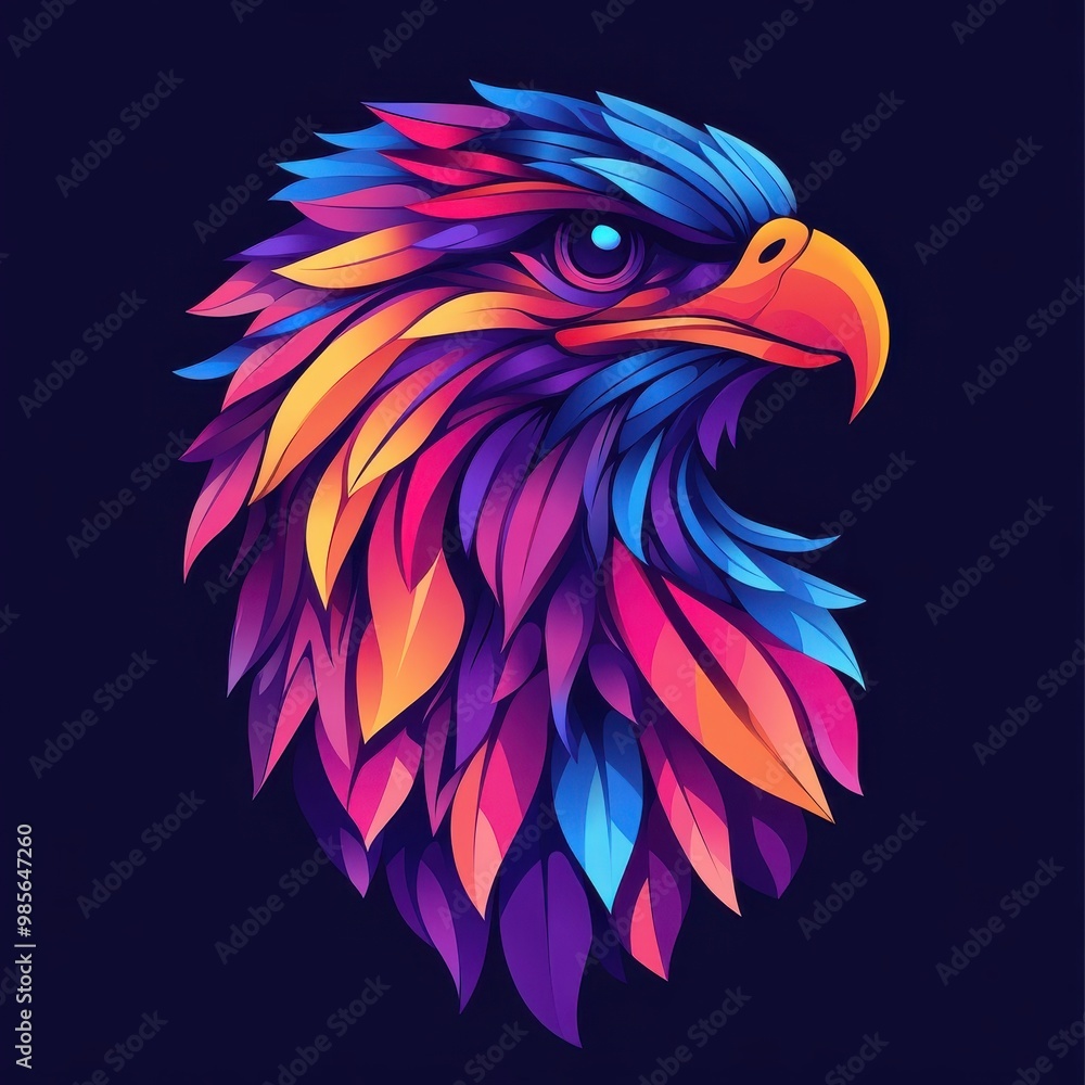 Fototapeta premium An eagle rendered in Morphism style, with smooth color transitions and abstract forms.