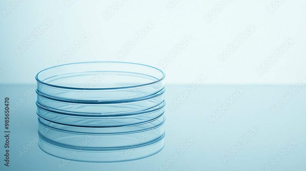 Obraz premium Stacked Glass Petri Dishes on a Blue Surface