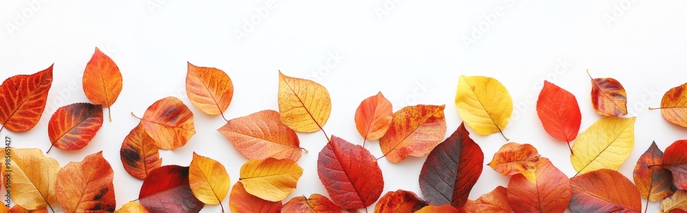 Isolated Autumn Leaves Top View with Text Area Isolated Autumn Leaves Top View with Text Area