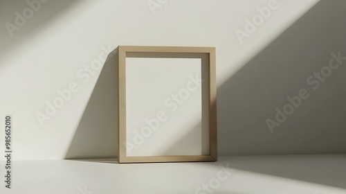 Minimalist 3D Wooden Floating Frame on Matte Background for Product Showcase or Design