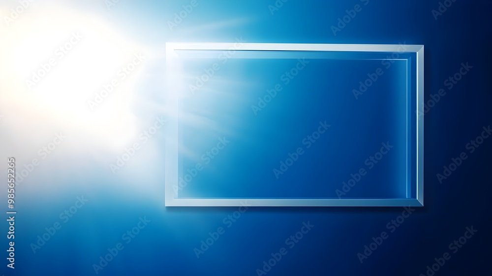 Elegant White Frame on Deep Blue Gradient with Soft Light Flares for Corporate Copy Space Elegant White Frame on Deep Blue Gradient with Soft Light Flares for Corporate Copy Space