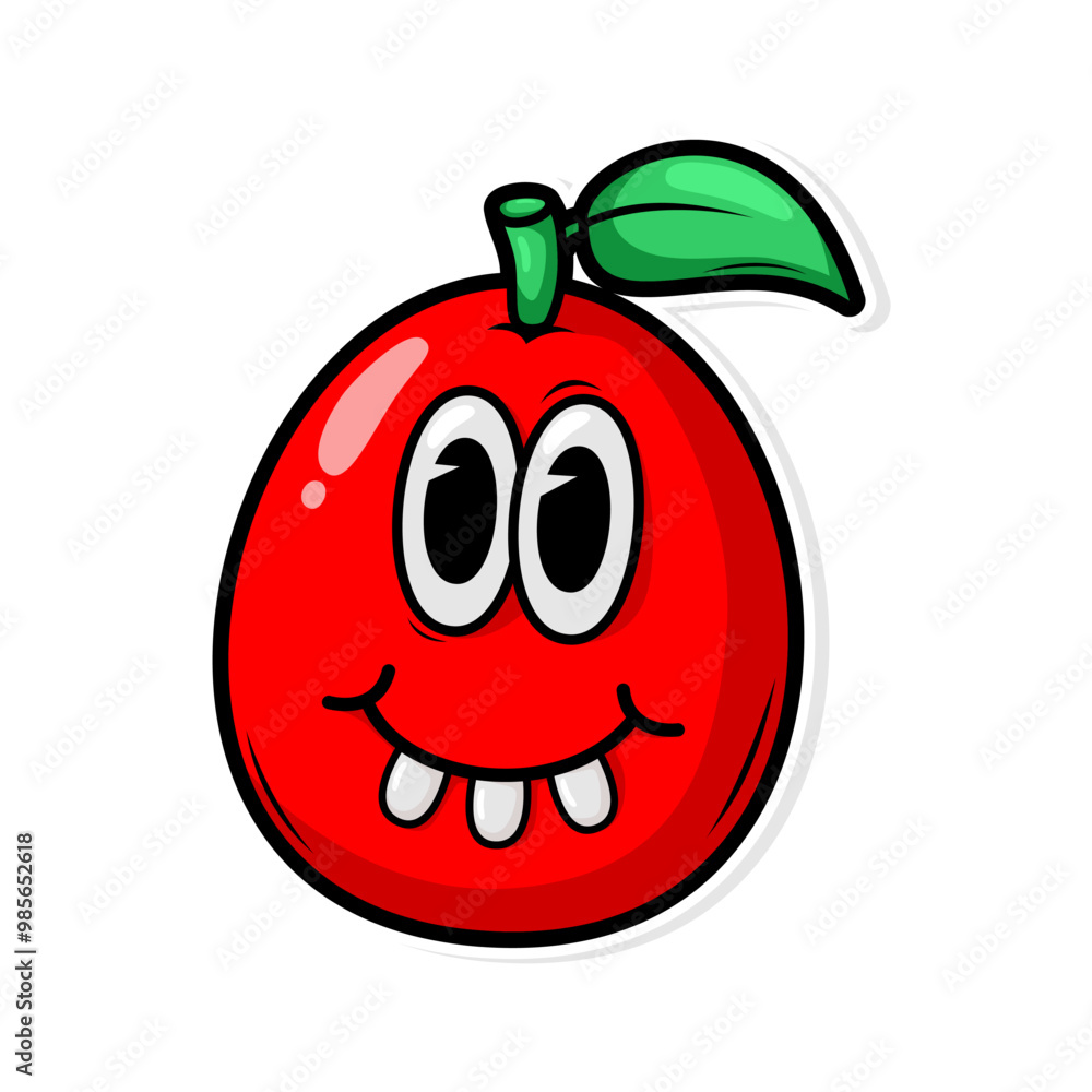 Obraz premium Funny doodle fruit cartoon with cute expression