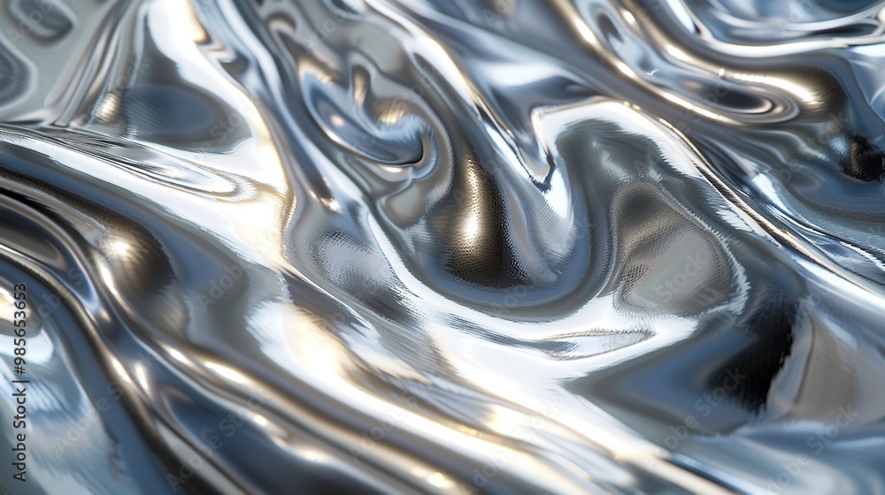 Silver Liquid Chrome Background Shiny Metal Waves Silver Liquid Chrome Background Shiny Metal Waves