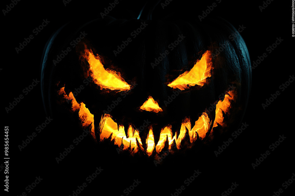Eerie Jack-o'-lantern on Black Background Eerie Jack-o'-lantern on Black Background