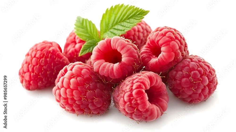 Fresh Red Raspberries Isolated on White Background Fresh Red Raspberries Isolated on White Background