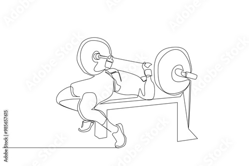 powerlifting athlete press weight sports power lifestyle one line art design vector