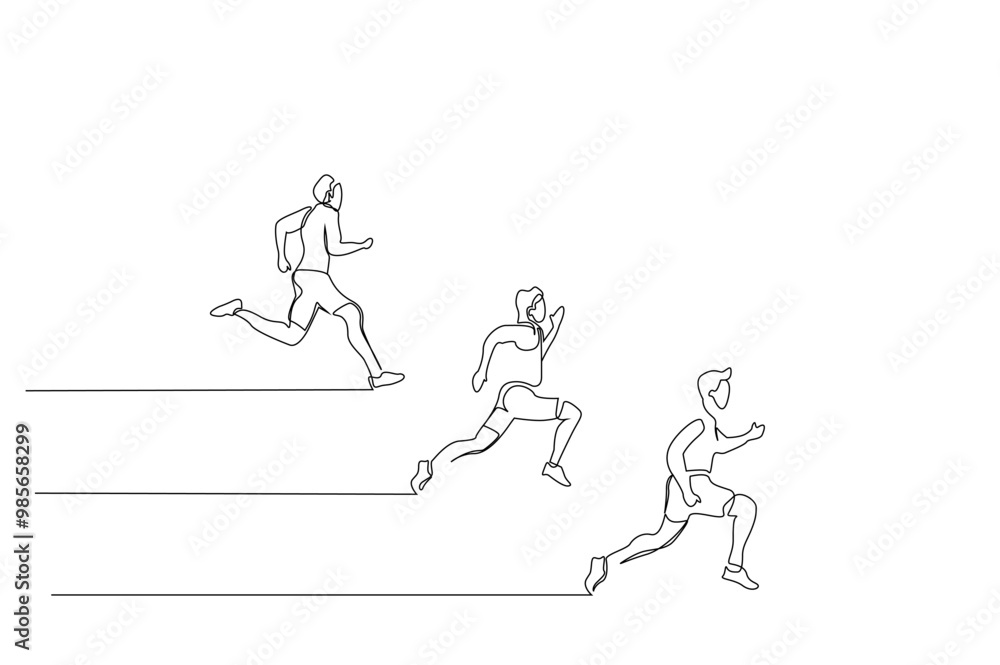 men athletes running race marathon move lifestyle one line art design vector men athletes running race marathon move lifestyle one line art design vector