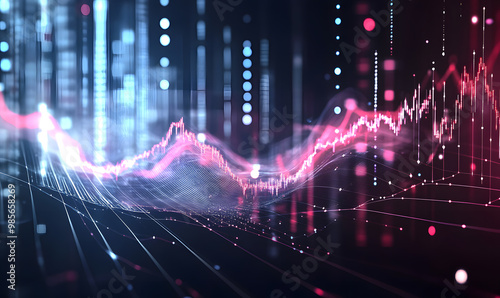 Futuristic Stock Market Chart with Glowing Data or Dynamic Financial Timeline for graphic background