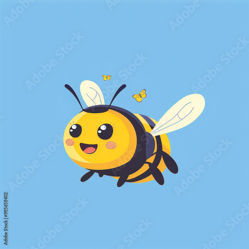 cartoon cute little bee flying on the dotted line to find sweet honey cartoon vector icon illustration. icon concept isolated flat cartoon style