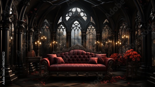 Halloween gothic vampire dark living room
