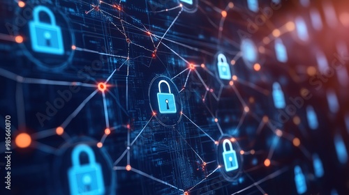 Secure data transmission visualized with encrypted digital pathways and secure communication channels