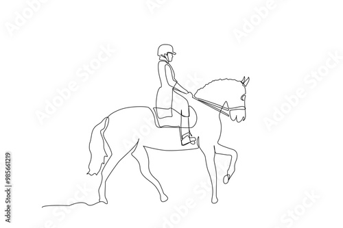 woman horse show sport ornament art one line art design vector