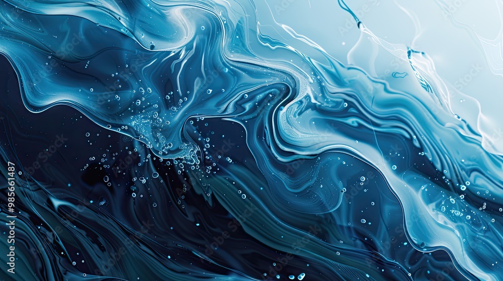 Fluid blue and teal wave patterns layered over a gradient creating a serene summer backdrop Fluid blue and teal wave patterns layered over a gradient creating a serene summer backdrop