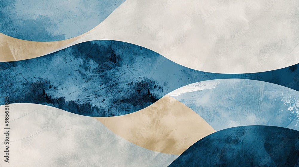 Wallpaper with ocean blue and sandy beige tones abstract shapes and light ray textures Wallpaper with ocean blue and sandy beige tones abstract shapes and light ray textures