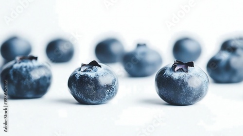 Fresh Blueberries Close Up on White Background