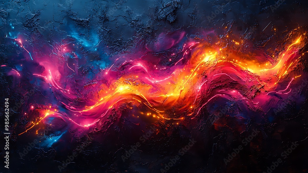 Graffiti strokes flowing together like musical waves, neon colors splashing in rhythmic bursts across a rough urban wall, abstract shapes moving in harmony with bold spray-paint patterns, Graffiti strokes flowing together like musical waves, neon colors splashing in rhythmic bursts across a rough urban wall, abstract shapes moving in harmony with bold spray-paint patterns,