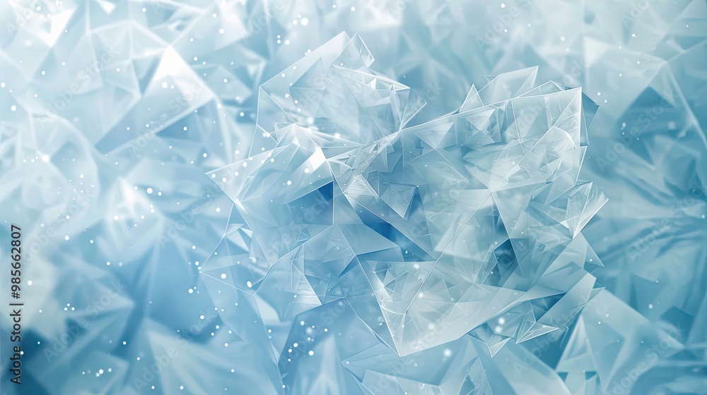 Geometric crystalline shapes on a frosty blue-white gradient for a sharp winter design Geometric crystalline shapes on a frosty blue-white gradient for a sharp winter design