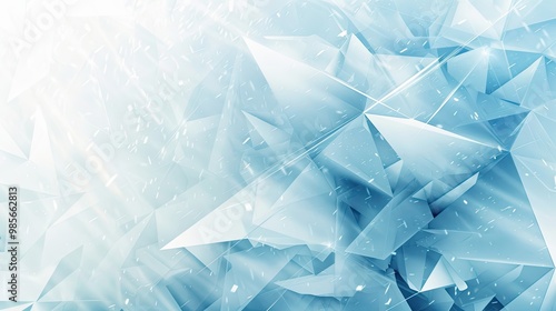 Pale blue to frosty white winter wallpaper with geometric ice crystal shapes