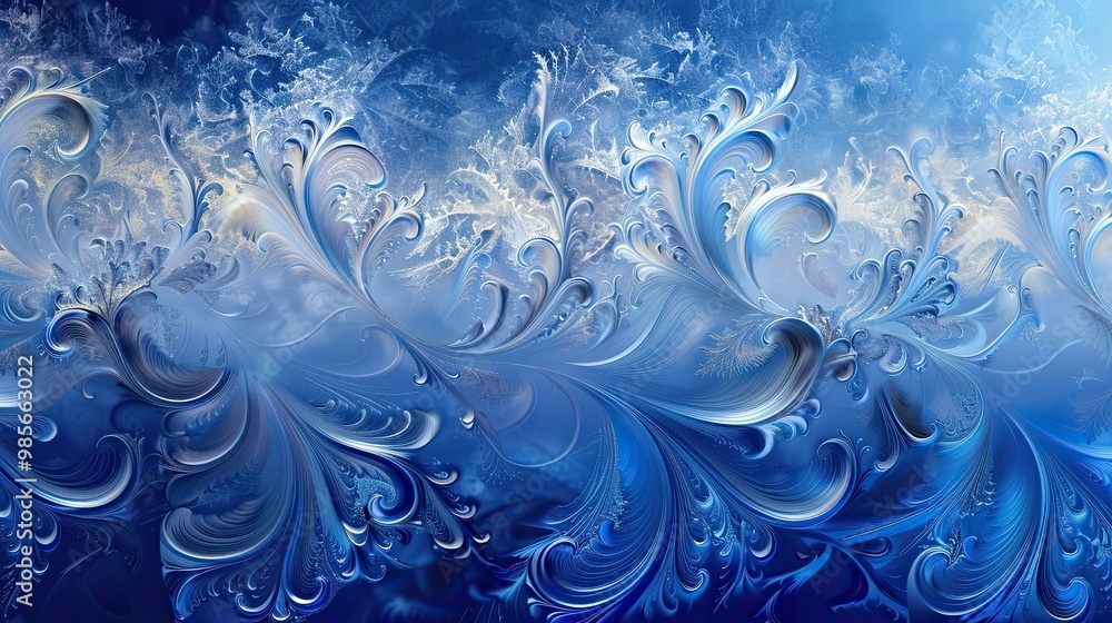 Sapphire to icy silver gradient winter wallpaper with swirling frost patterns and lights Sapphire to icy silver gradient winter wallpaper with swirling frost patterns and lights