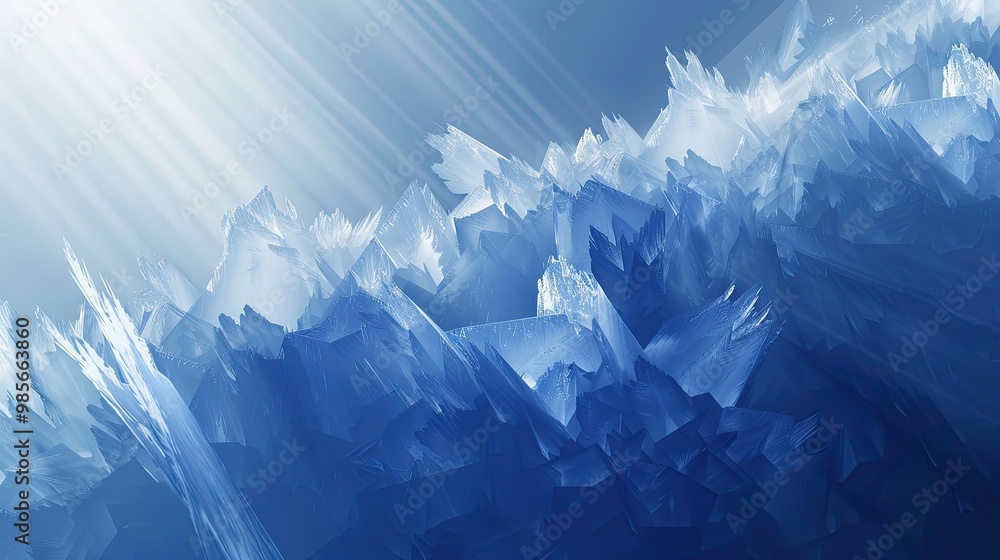 Indigo to white gradient winter wallpaper with angular ice shards and light beams Indigo to white gradient winter wallpaper with angular ice shards and light beams