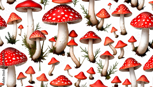 Obraz na płótnie toadstool mushroom mushrooms fly watercolor border agaric red mushrooms illustration nature design pattern botany forest autumn background watercolor mushroom season wild leaf wallpaper art fungal w salonie