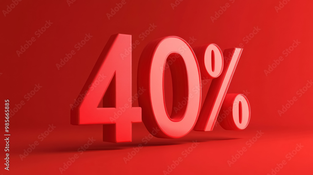 Bold Red 3D Render of 40 Percent Discount Symbol Bold Red 3D Render of 40 Percent Discount Symbol