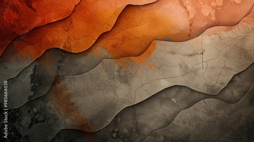 Fototapeta premium Textured wallpaper with deep gradients and fragmented shapes evoking a rustic autumn feel for a background