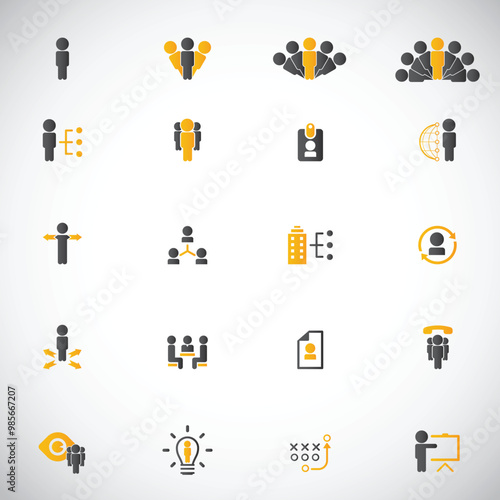 Universal business management and human resources icon set. Universal icons for web and mobile. Vector.