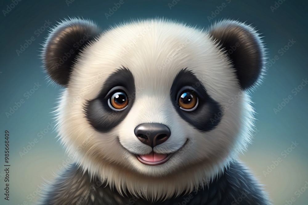 * A cuddly giant panda bear gazes up with big, shining eyes, its soft black and white fur * A cuddly giant panda bear gazes up with big, shining eyes, its soft black and white fur