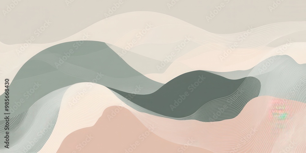 Abstract waves in soft colors create a serene and modern aesthetic. Abstract waves in soft colors create a serene and modern aesthetic.