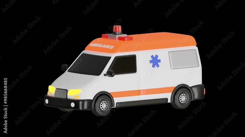 3D Animation of Ambulance Model Emergency Response | Alpha Channel 3D Animation of Ambulance Model Emergency Response | Alpha Channel