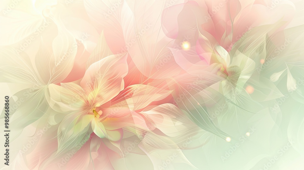 Obraz premium Spring wallpaper with rich tones and layered floral patterns accented by light flares