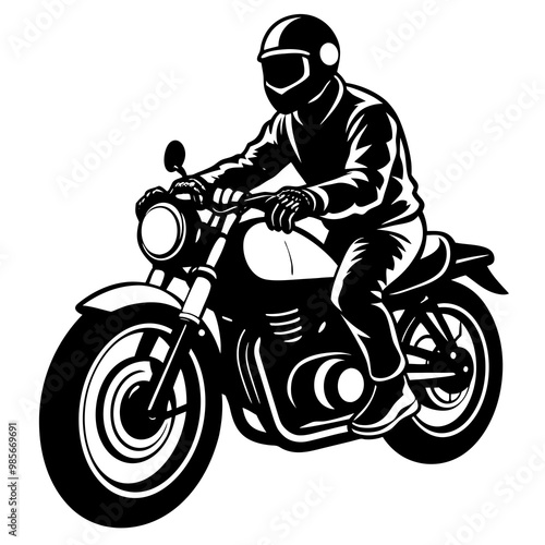 A motorcyclist in action vector illustration on white background