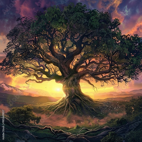 Tree of life Yggdrasil Norse mythology center of universe