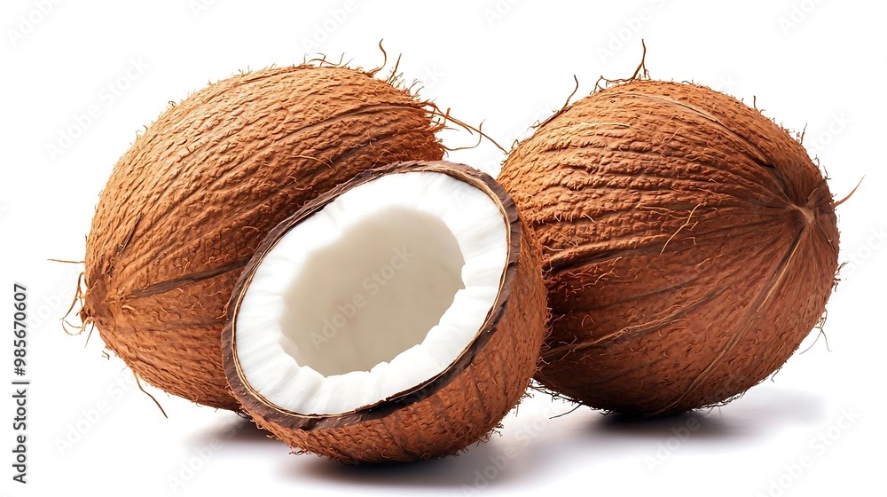 Fresh Coconut Fruit Isolated on White Background Fresh Coconut Fruit Isolated on White Background
