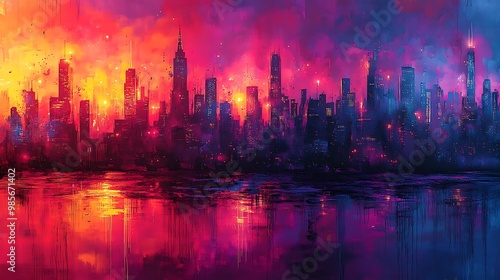 A chaotic graffiti mural filled with dynamic, vibrant strokes, bold geometric shapes layered over rough, gritty textures, neon paint splattered across the urban landscape,