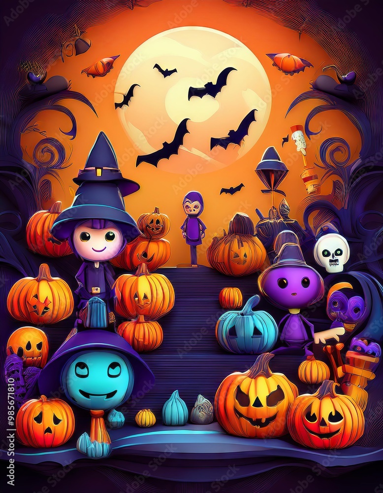 Halloween background with pumpkins and haunted house. Vector illustration. Halloween background with pumpkins and haunted house. Vector illustration.