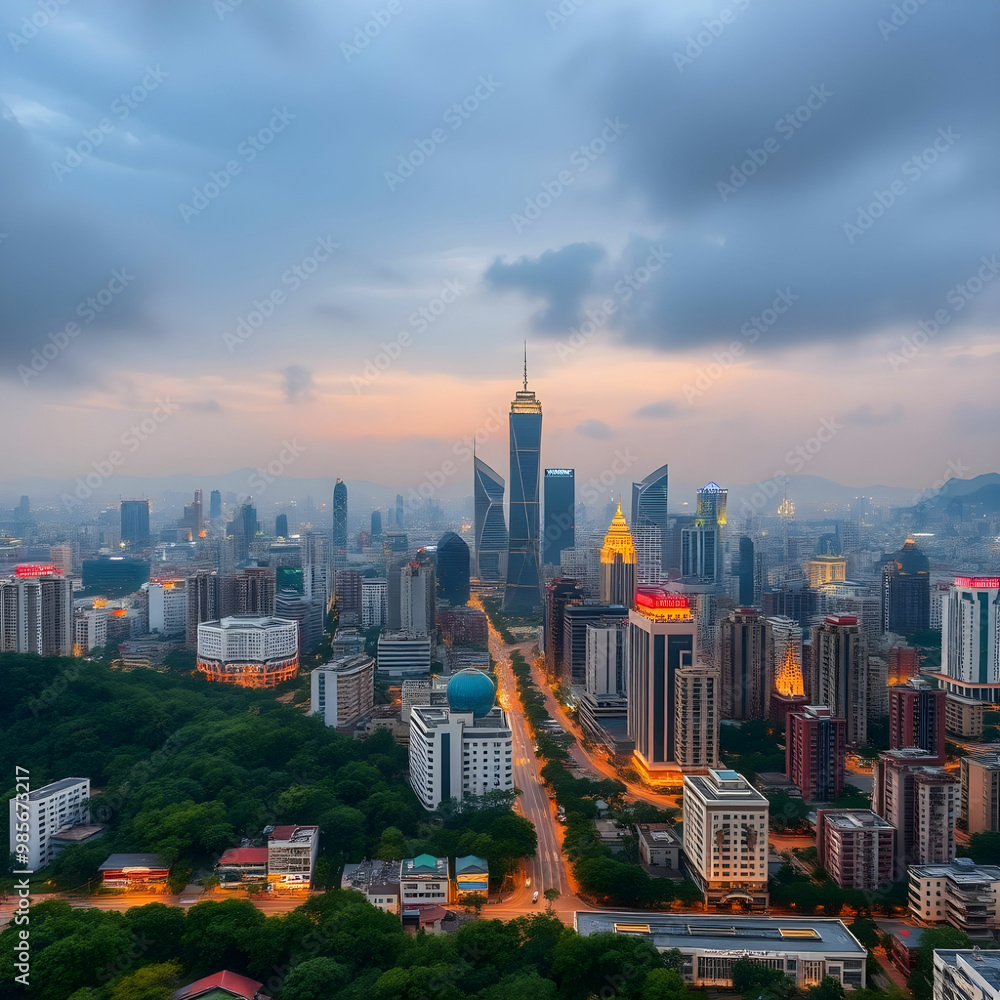 Fototapeta premium Urban skyline of Nanning in Guangxi province in China