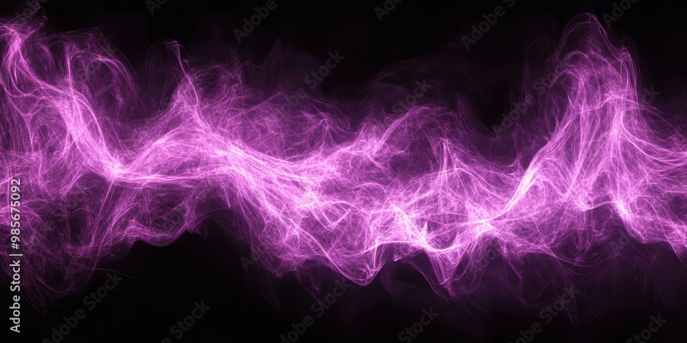 Fototapeta premium Enigmatic purple energy waves on black background